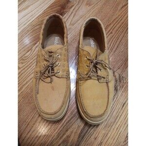 Timberland Light Brown Leather Boat Shoes with Embossed Logo - Mens Size‎ 12M